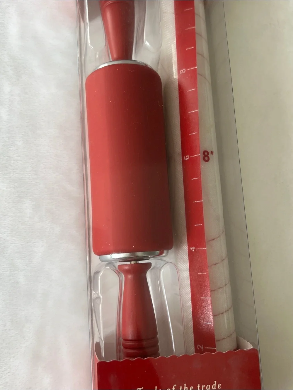 Williams Sonoma Red Silicone Rolling Pin with Matching Pastry Mat